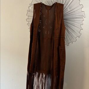 Sundance Chocolate Brown Maxi Suede Leather Vest  Size M